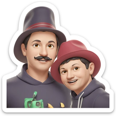 boys with hats and mustaches sticker