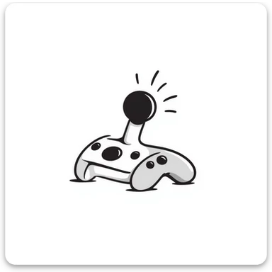A hand-drawn sketch of a joystick controller with action lines sticker