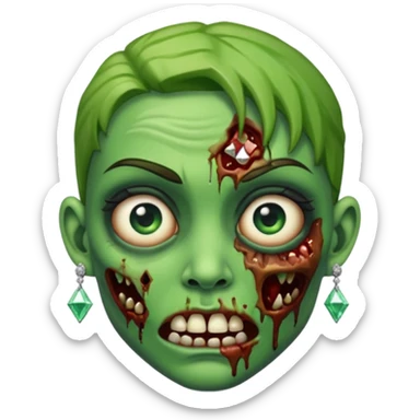 Create a zombie emoji with diamond earring sticker