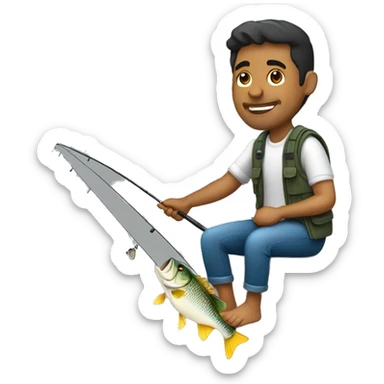 Hispanic Man fishing for bass sticker