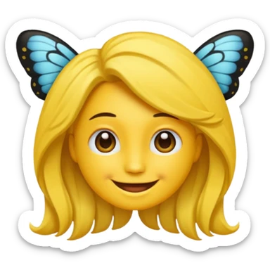 Emoji sourire avec un nœud papillon dans les cheveux sticker
