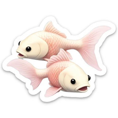 ivory and pale pink koi fish swimming together  sticker