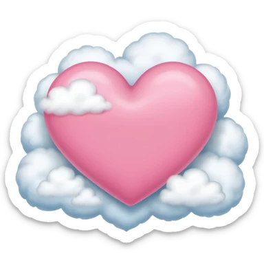 pink heart + cloud sticker