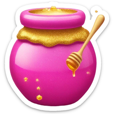 Hot pink honey pot with honey and gltiter sticker