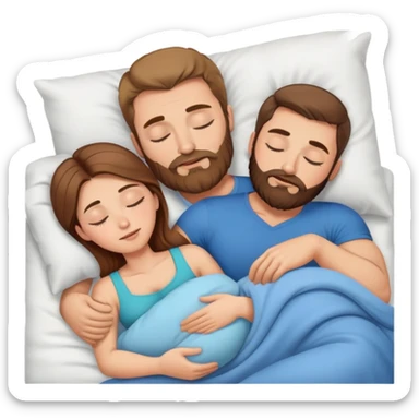 caucasian light brown hair muscular man with beard sleeping with a Caucasian brunette woman  sticker