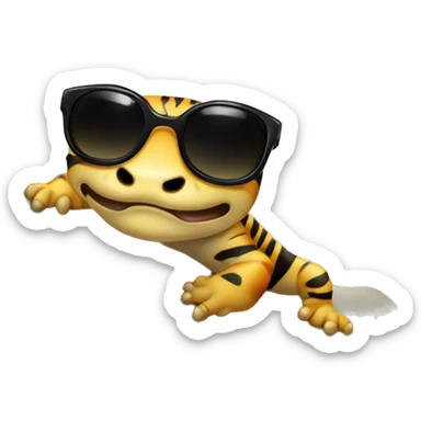 Tiger salamander with sunglasses climbing a rock sticker