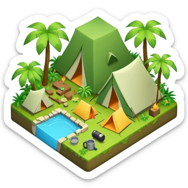 3d-isometric- jungle with camping sticker