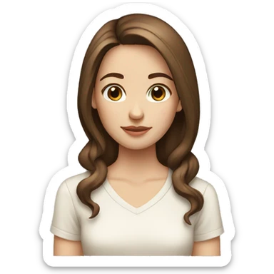 Girl white skin brown hair brown eyes cream shirt sticker