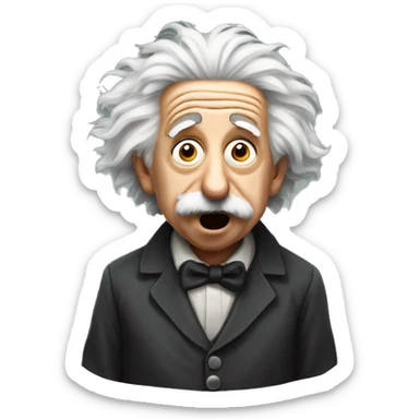 Round face emoji of shocked Albert Einstein sticker