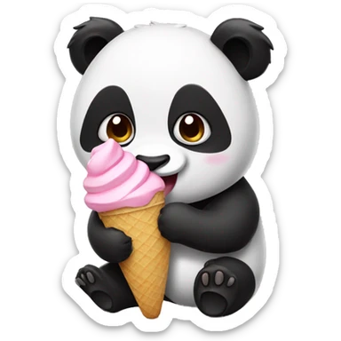 Panda eating ice cream sticker