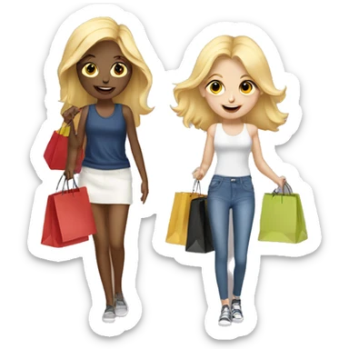 two blonde girls with shopping bags sticker