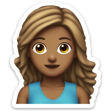 Girl on blue jetski tan skin brown hair sticker