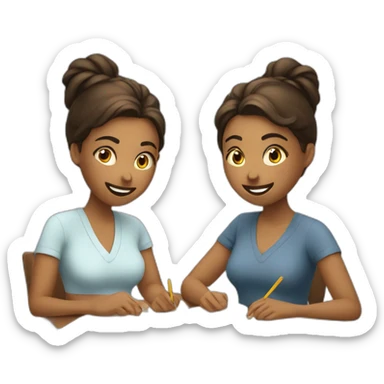 Zany face women studying sticker