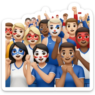 group of fans with painted faces, cheering at a sports event sticker