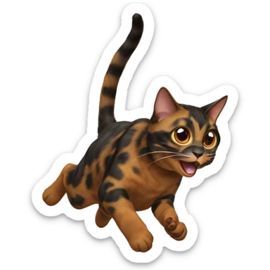 tortoiseshell cat jumping sticker