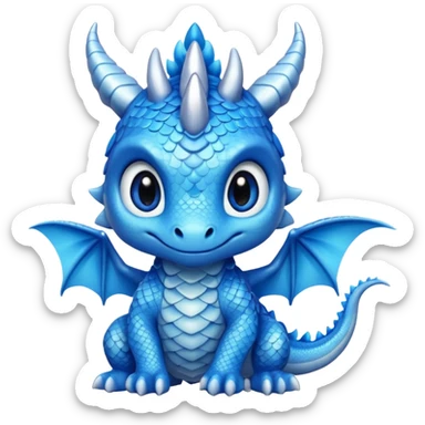 Blue Cute Baby Dragon kawaii eyes horns. sticker