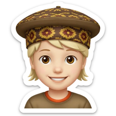 print hat with kid sticker