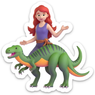 Red-haired girl with a dinosaur tail and animal paws instead of hands and feet sticker