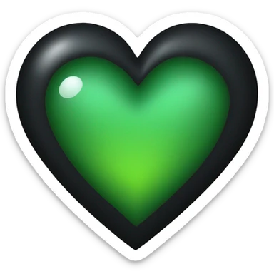 Half black and Green heart sticker