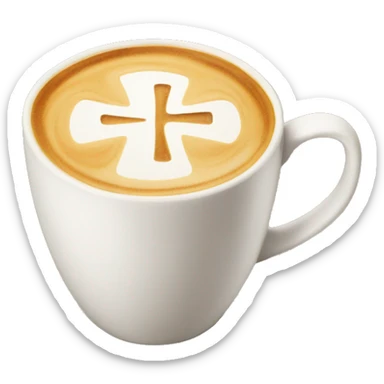 Latte with art of cross sticker