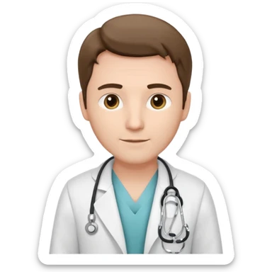 Cardiac sonographer male long white coat or scrubs sticker