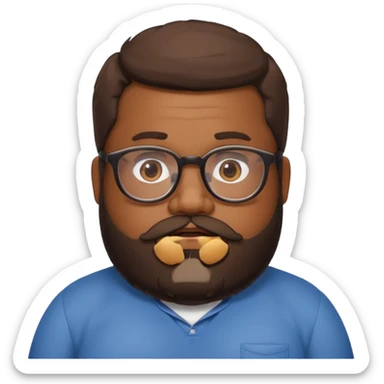 I want an emoji of a chubby person with glasses and a beard sticker