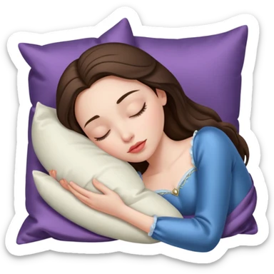 sleeping beauty brunette white girl with a silk pillow sticker