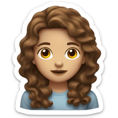 Girl with wavy brown hair sleep sticker