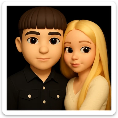 Combine both people from the provided images into one high quality 3D emoji style composition, keeping the 3D emoji style and realistic details. Place them together harmoniously in a single composition, mimicking the microsoft style 3d fluent emojis with realistic details. sticker