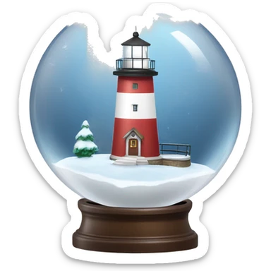 lighthouse with snow in crystal ball sticker
