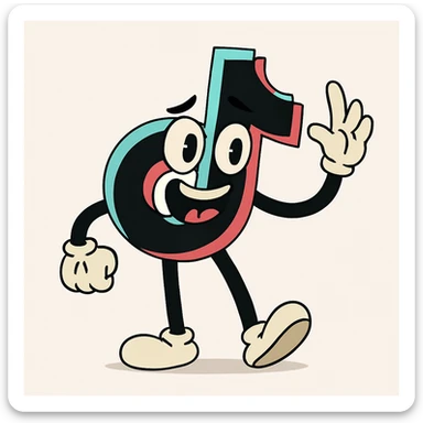 TikTok logo, minimalist, modern, white background sticker