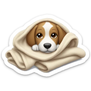 Puppy snuggling a blanket  sticker