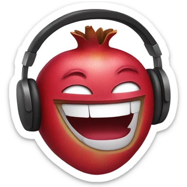 pomegranate emoji wearing headphones sticker