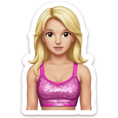 Britney Spears with long blonde hair, sequin pink crop top sticker