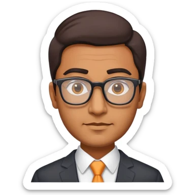 Indian finance bro with glasses, business attire, confident expression sticker