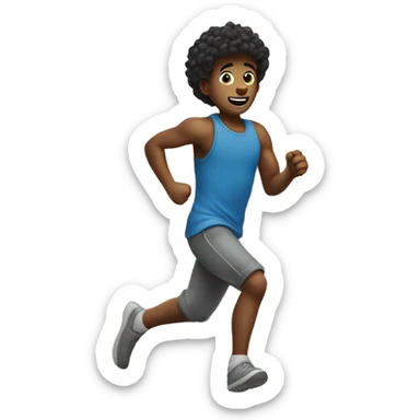A boy is running in the streets of New York sticker