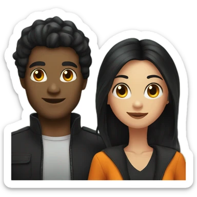 couple on helloween where girl has black hair and man sticker