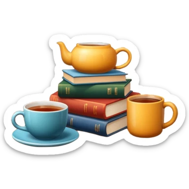 cozy books and tea or coffee sticker