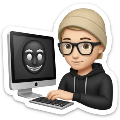 a 3d hacker with computer sticker