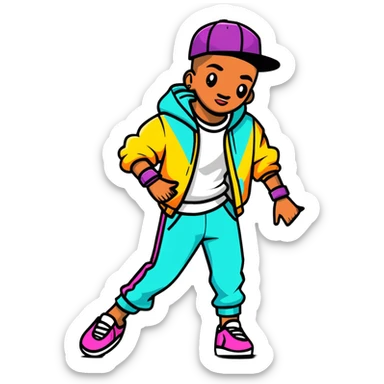 hiphop dancer with colorful outfit sticker