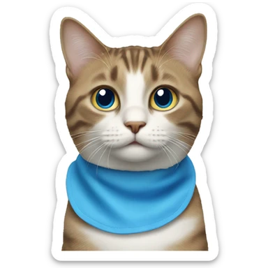 Curious cat with a blue bib sticker