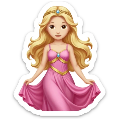 Venus, Goddess of Love from Gods and Goddesses with long golden blonde hair, pink outfit sticker