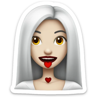 vampire girl with red lips with love emoji  sticker