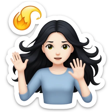 Pale girl with long black hair shaking  sticker