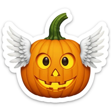 jack-o'-lantern with white wings and mystery symbols in the eyes. sticker