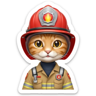 Cat firefighter, uniform including helmet of uniform sticker