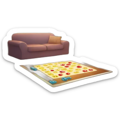Illustrate a large, shiny die mid-roll, with numbers glowing as if with internal light, set on a game board in a cozy family room, adding a sense of excitement  sticker