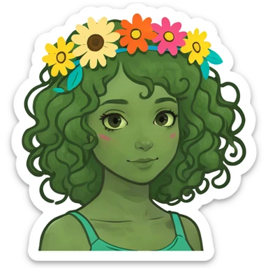a girl with curly hair sticker