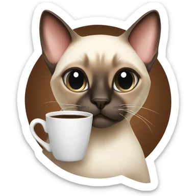 Siamese cat with coffee sticker