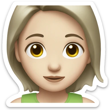 girl with pale skin, dark brown hair, and green eyes sticker